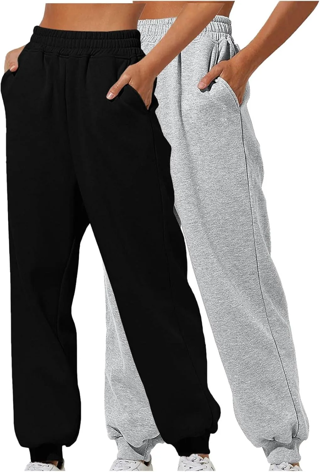 2 Pcs Sweatpants for Women Baggy Comfy Lounge Pants Yoga Joggers Workout Jogger Pants Elastic Waist Trendy Trousers