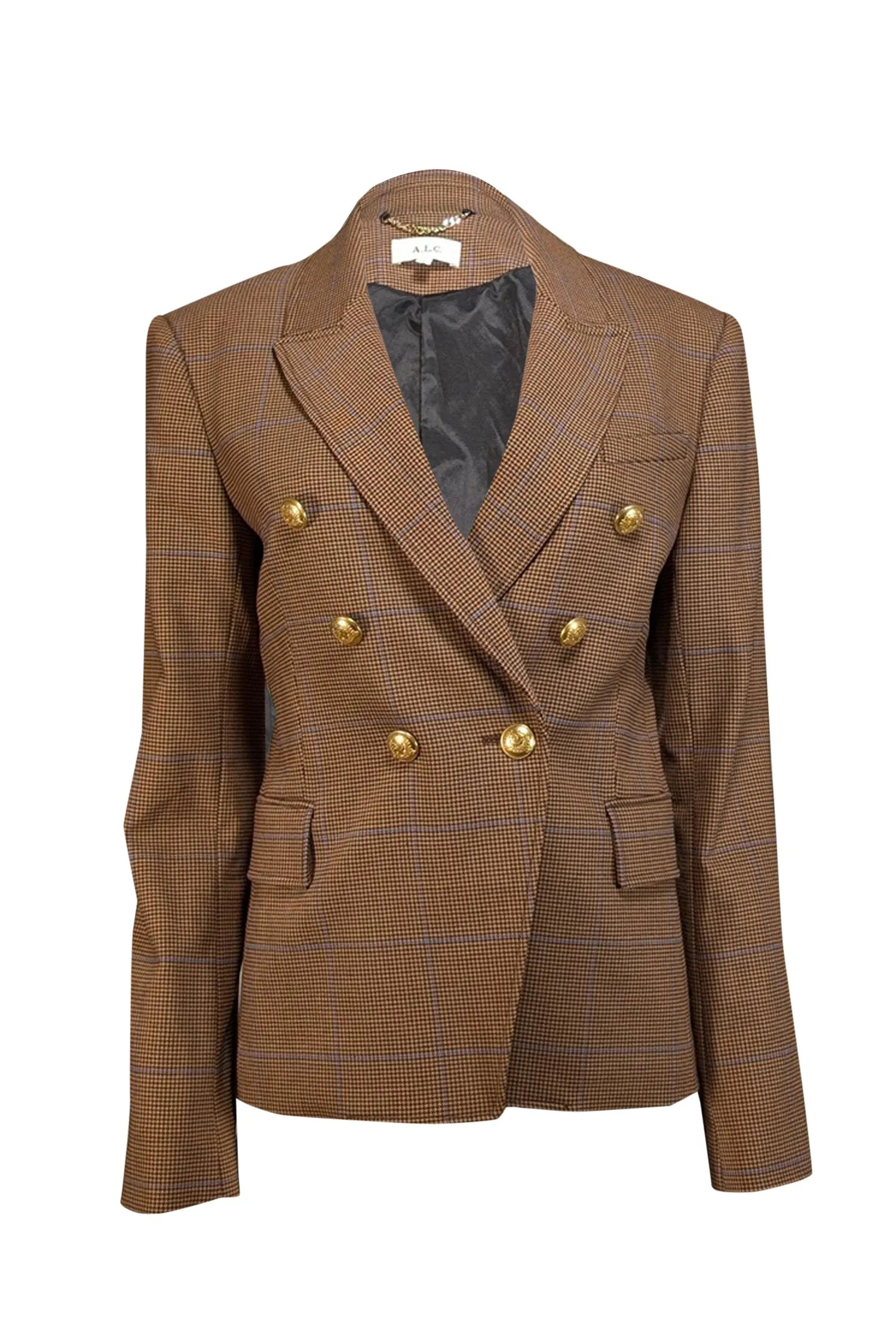 A.L.C. - Brown Houndstooth Double Breasted Blazer Sz 8