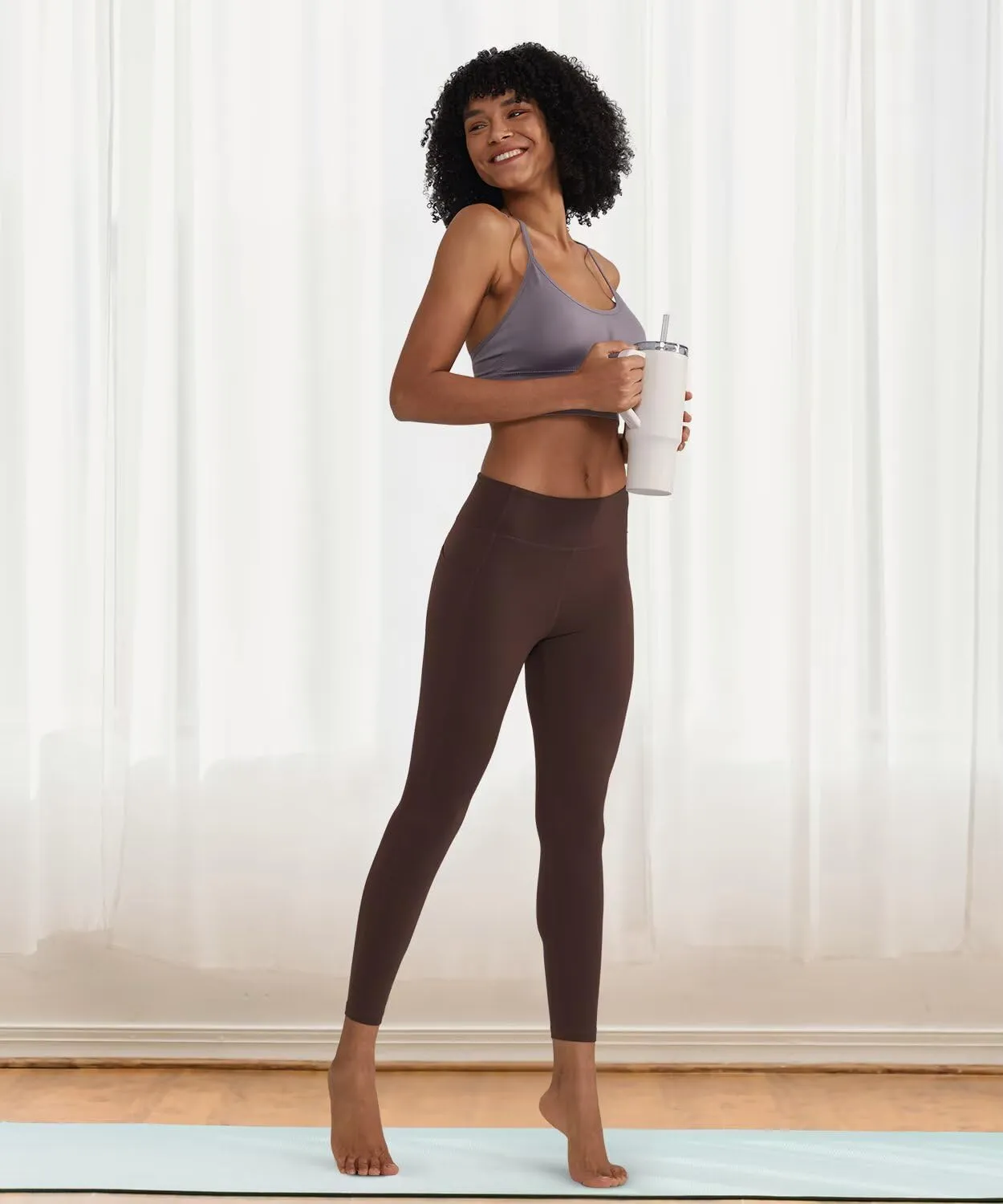 ALONG FIT High Waisted Leggings with Pockets, Tummy Control Workout Leggings for Women 25’’ Soft Yoga Pants Gym Sport Lounge