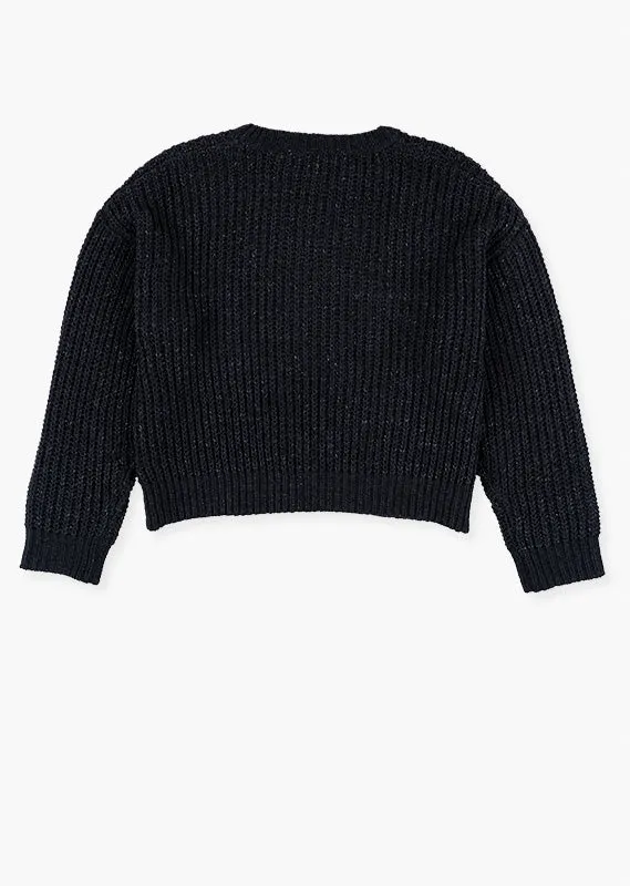 Black Chenille Chunky Knit Sweater