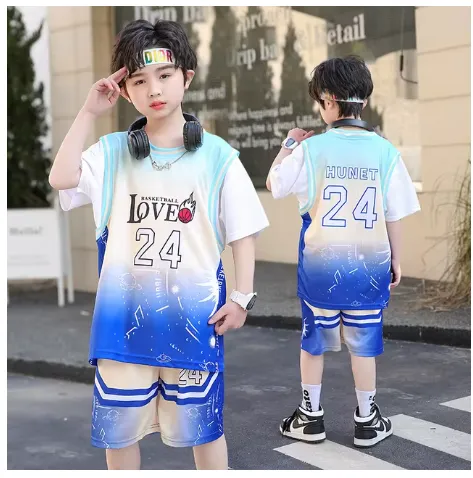 Boys 2 Pc Shorts Set - Boys Basketball Jersey Quick-drying 2Pc Shorts Set