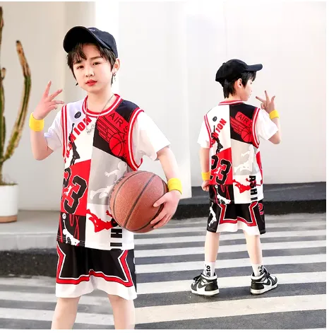 Boys 2 Pc Shorts Set - Boys Basketball Jersey Quick-drying 2Pc Shorts Set
