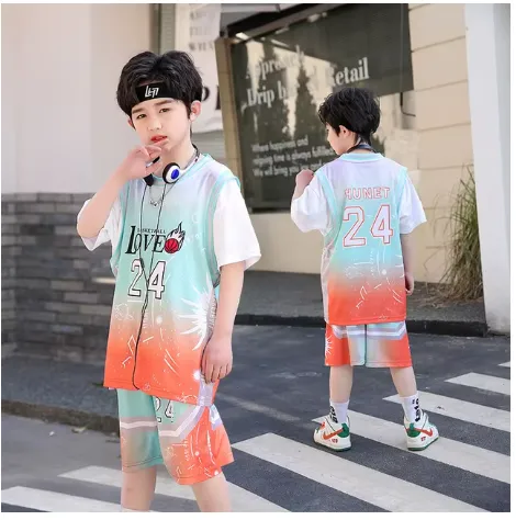 Boys 2 Pc Shorts Set - Boys Basketball Jersey Quick-drying 2Pc Shorts Set