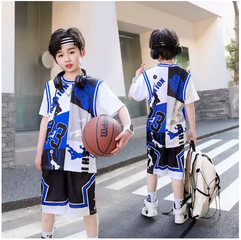 Boys 2 Pc Shorts Set - Boys Basketball Jersey Quick-drying 2Pc Shorts Set