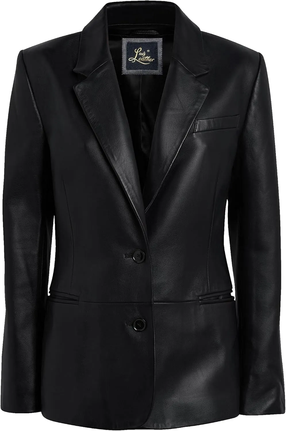 Brown 2-Button Lambskin Leather Blazer Women - Casual Coat Long Sleeves Suit Style Leather Jacket Women