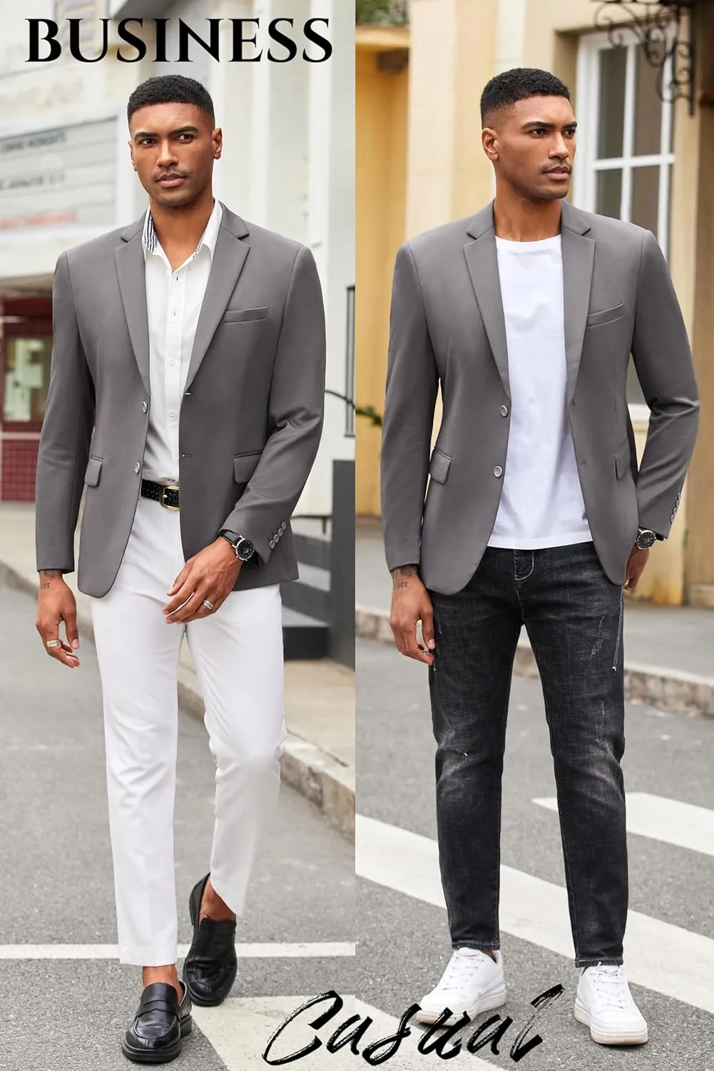 COOFANDY Mens Casual Blazer Slim Fit Suit Jacket Lightweight Knit Sport Coat Two Button Blazer Jacket