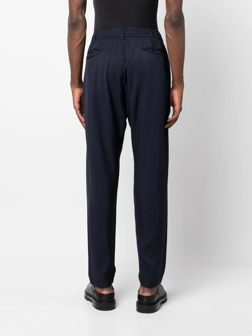 Elasticated-Waistband Tapered Trousers
