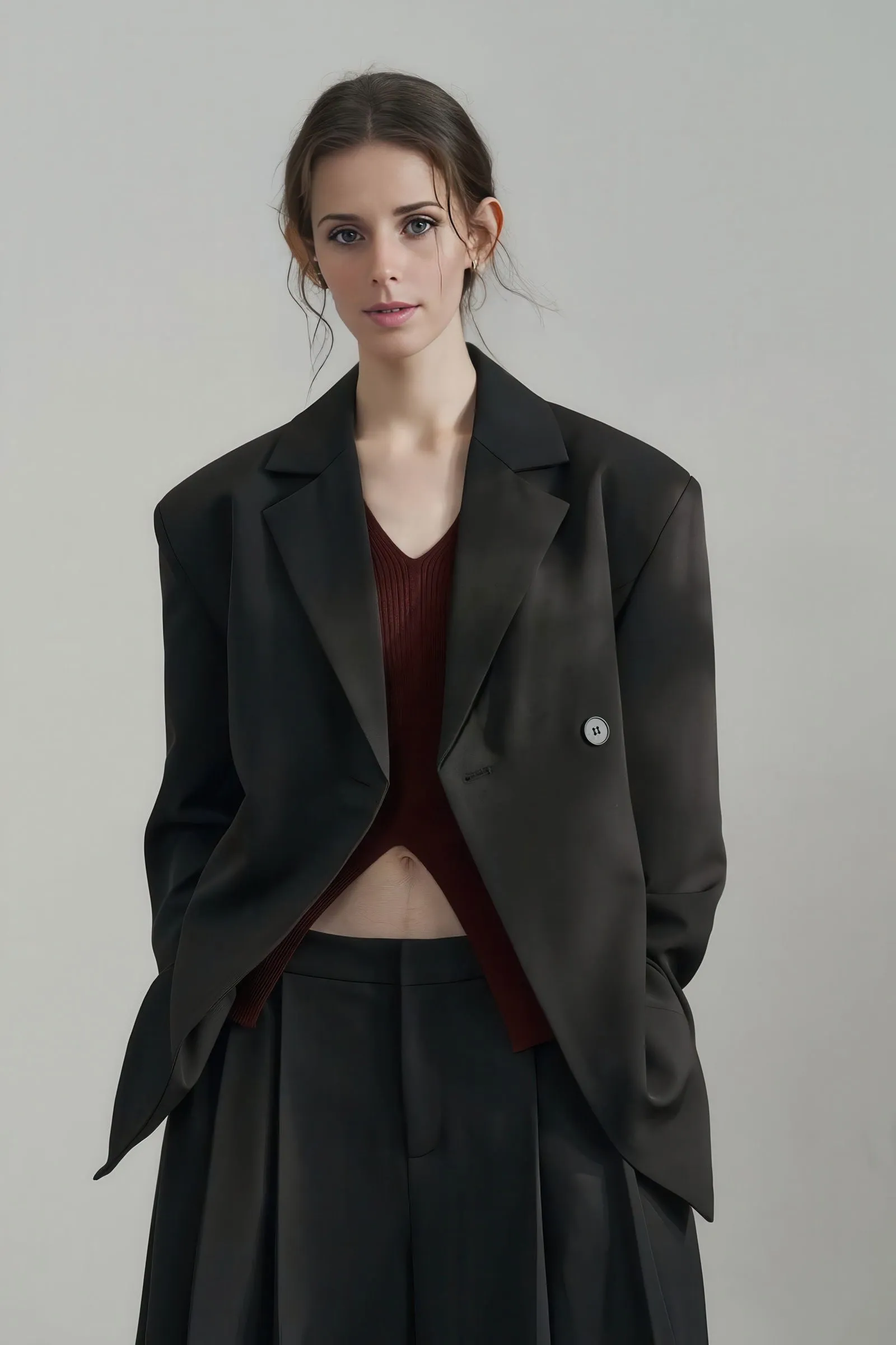 Flattering Single-Button Blazer - Slim Fit for Fall