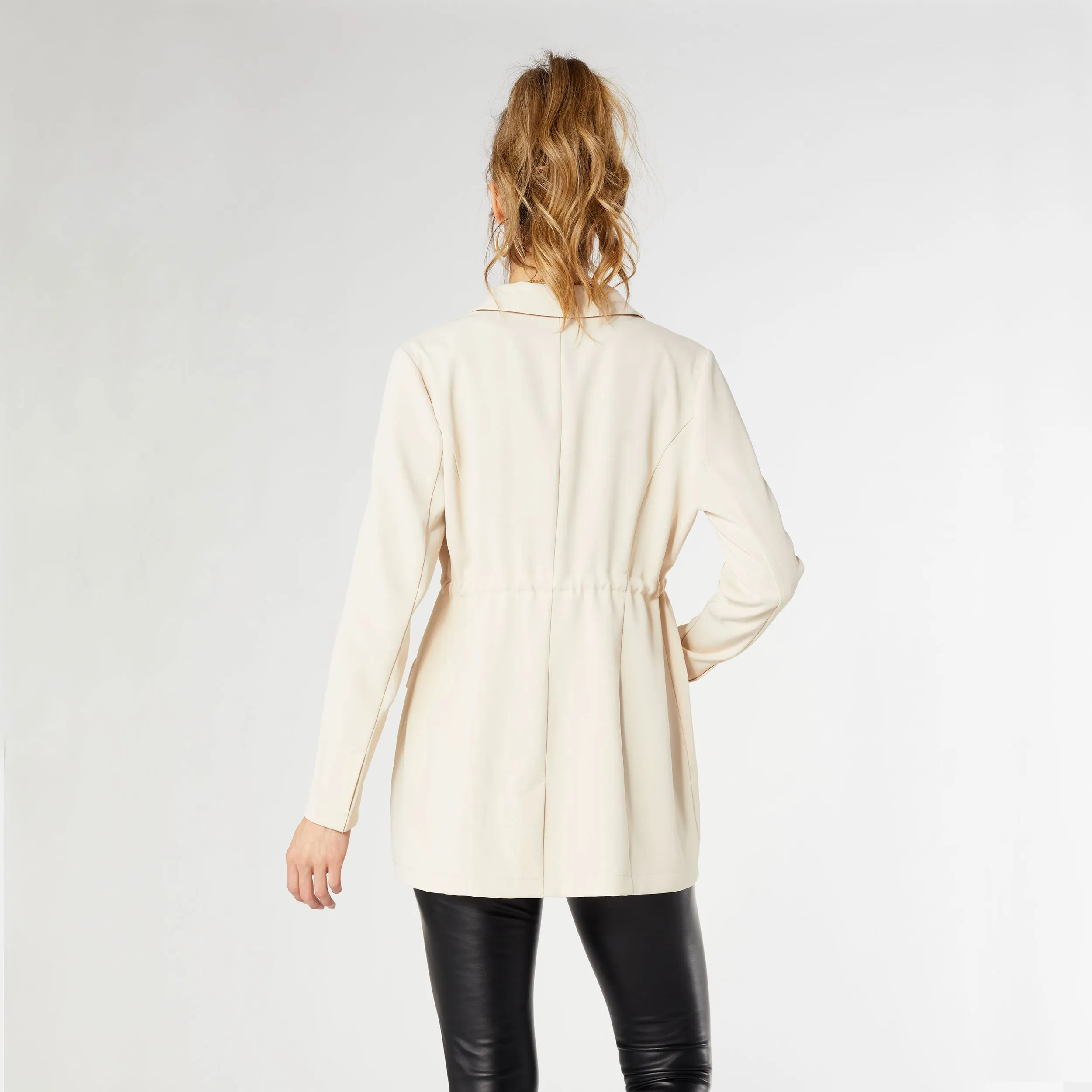 Harmony Tie Waist Blazer - Bone - Final Sale