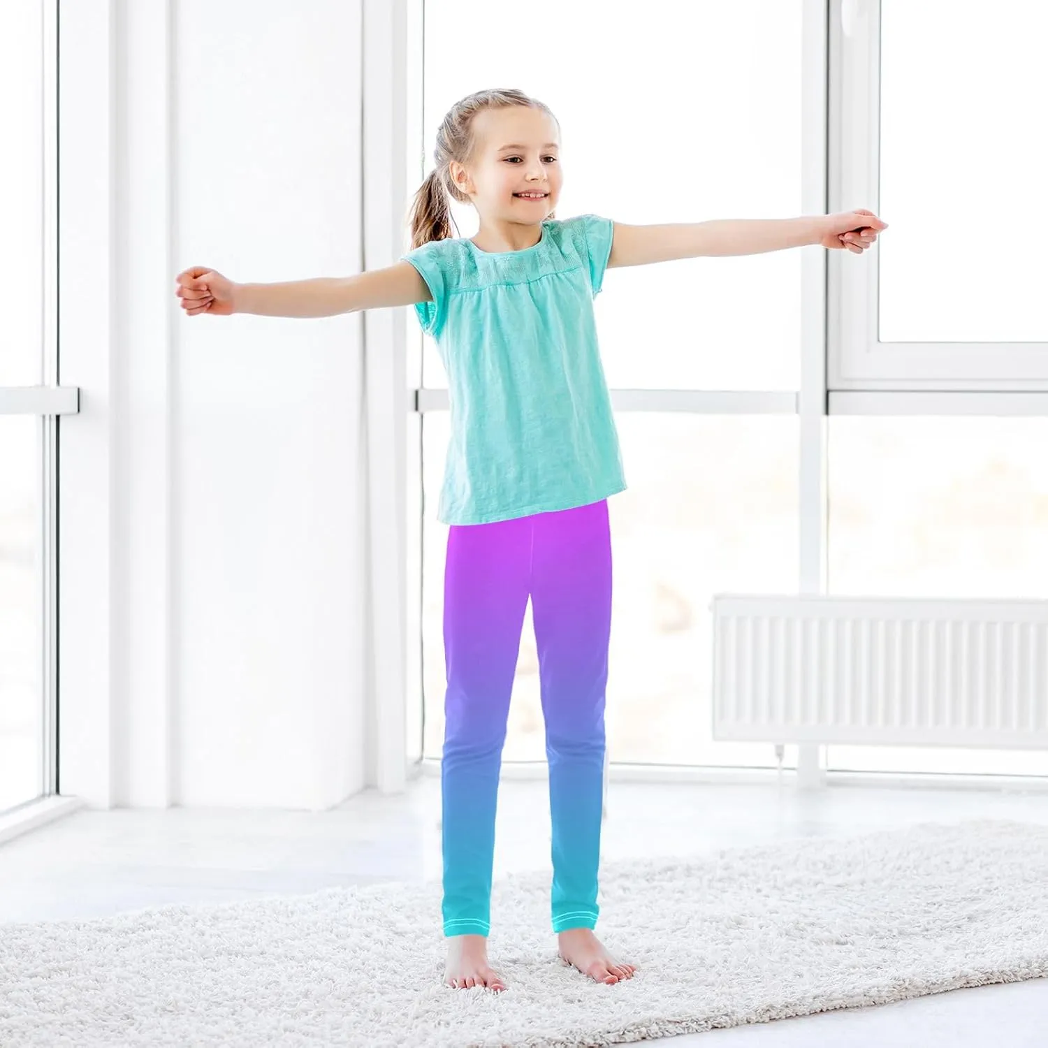 J JOYSAY Blue Pink Gradient Girls Leggings Kids Yoga Pants