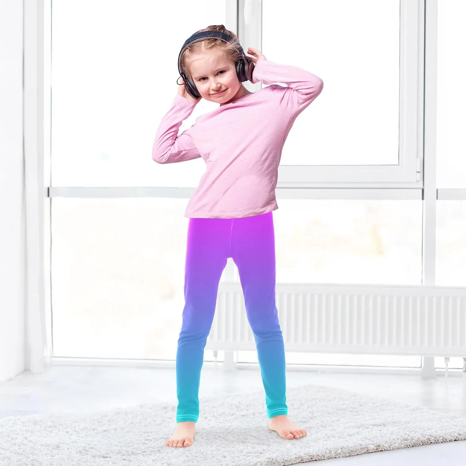 J JOYSAY Blue Pink Gradient Girls Leggings Kids Yoga Pants