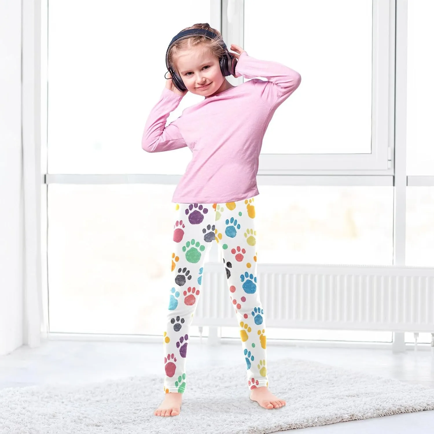 J JOYSAY Colorful Paw Girls Leggings Girls'Legging Pants