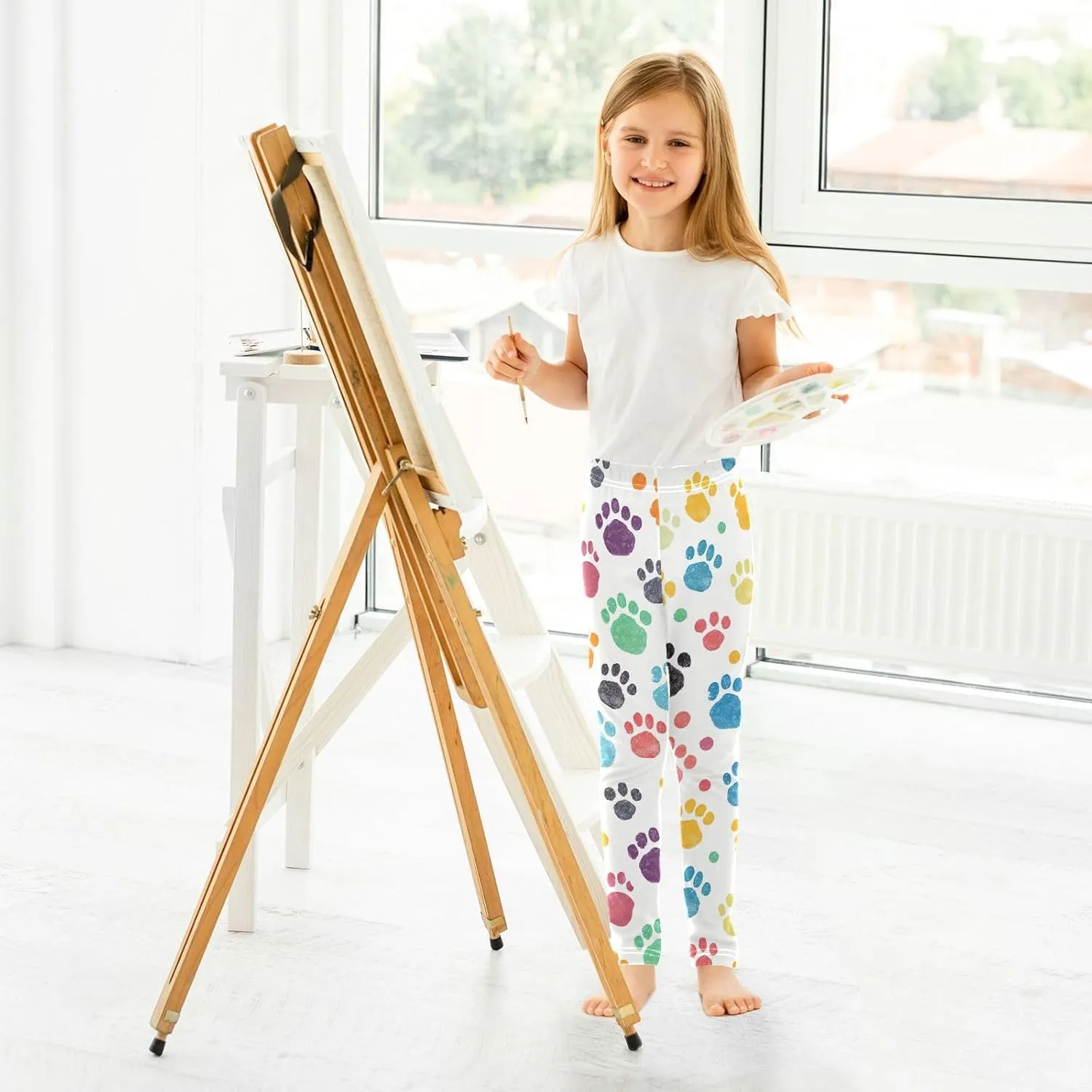 J JOYSAY Colorful Paw Girls Leggings Girls'Legging Pants
