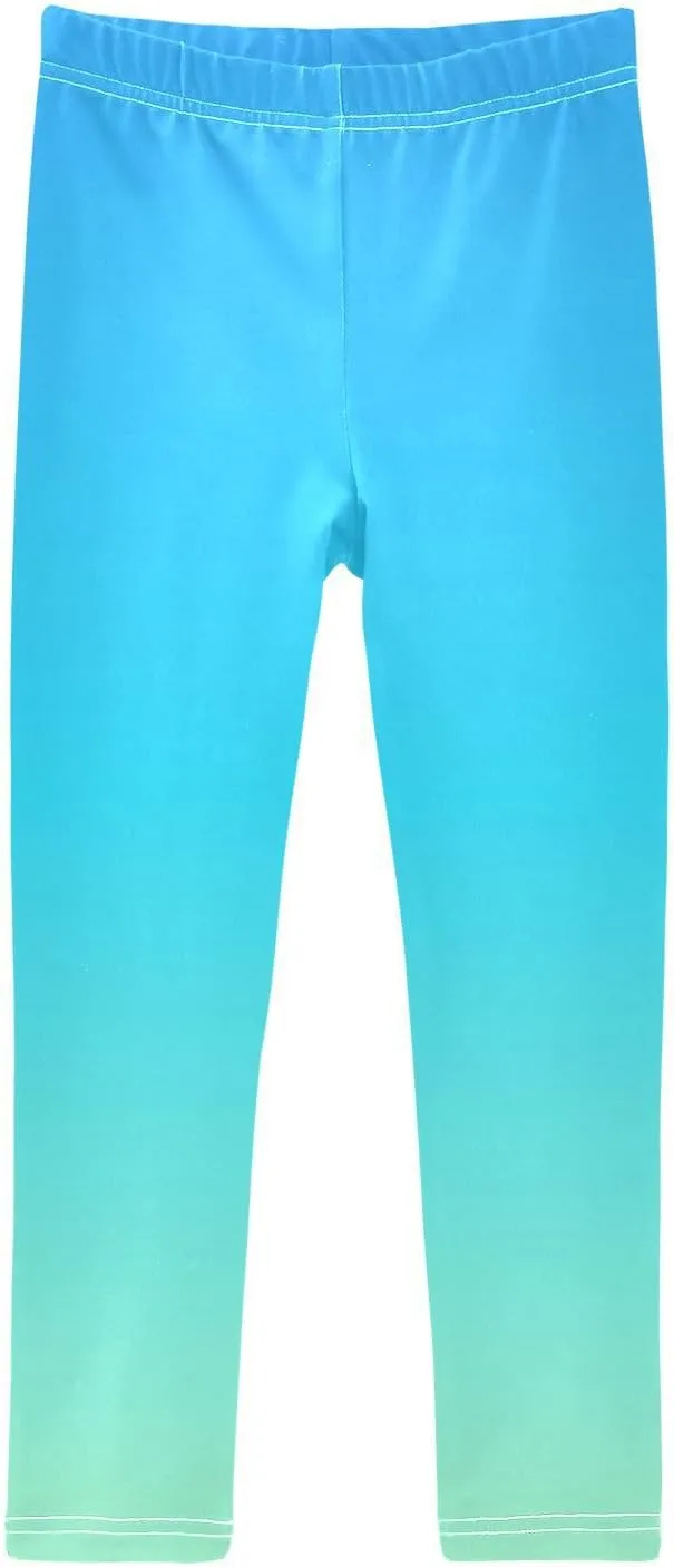 J JOYSAY Cyan Blue Teal Gradient Girls Leggings Girls' Jersey Legging Pants