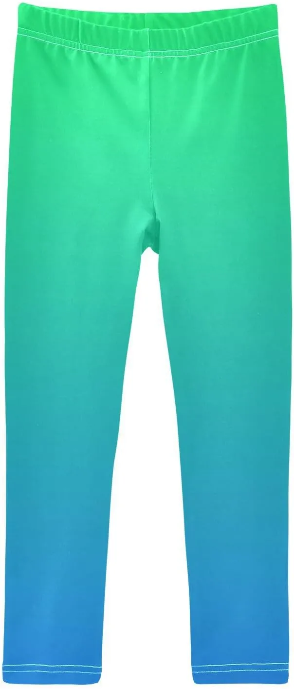 J JOYSAY Cyan Blue Teal Gradient Girls Leggings Girls' Jersey Legging Pants