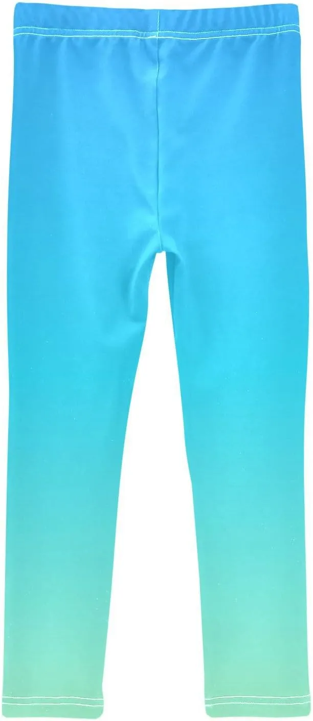 J JOYSAY Cyan Blue Teal Gradient Girls Leggings Girls' Jersey Legging Pants