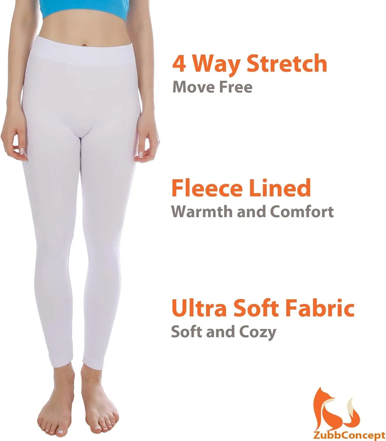 Kuda Moda 5-Pack Fleece Lined Leggings for Women Winter Warm Thermal Full Length Leggings