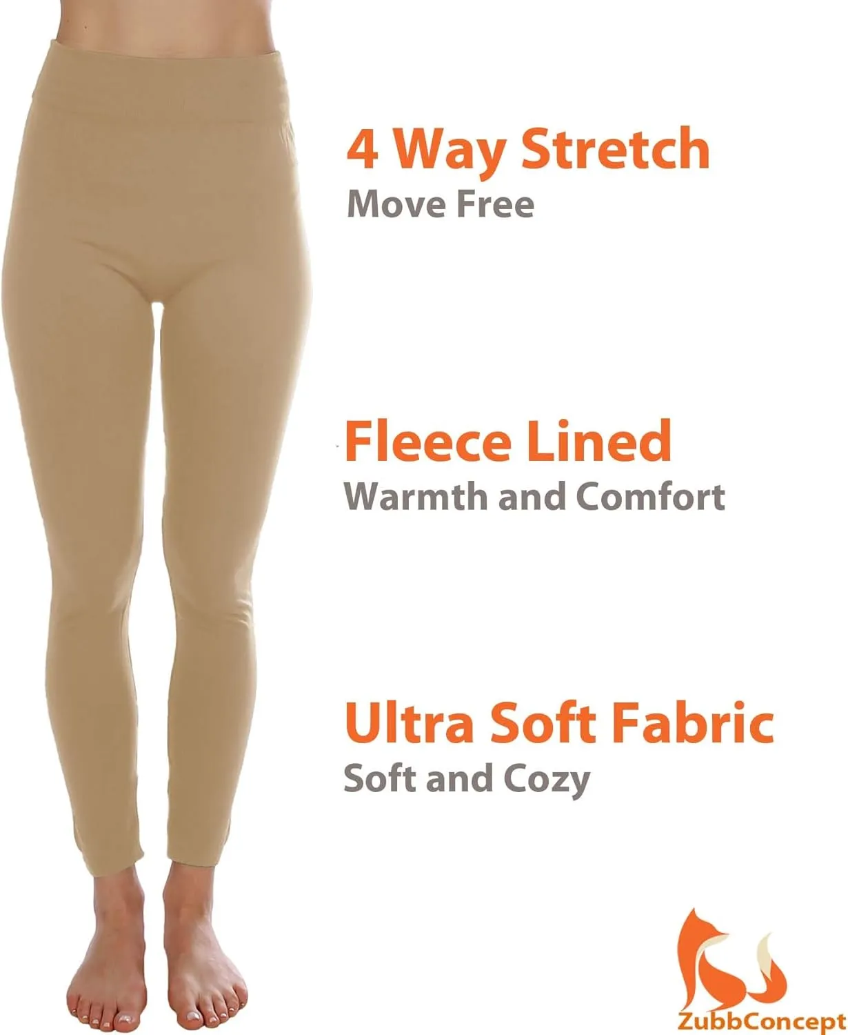 Kuda Moda 5-Pack Fleece Lined Leggings for Women Winter Warm Thermal Full Length Leggings