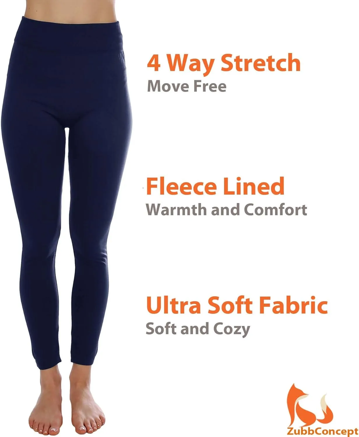 Kuda Moda 5-Pack Fleece Lined Leggings for Women Winter Warm Thermal Full Length Leggings