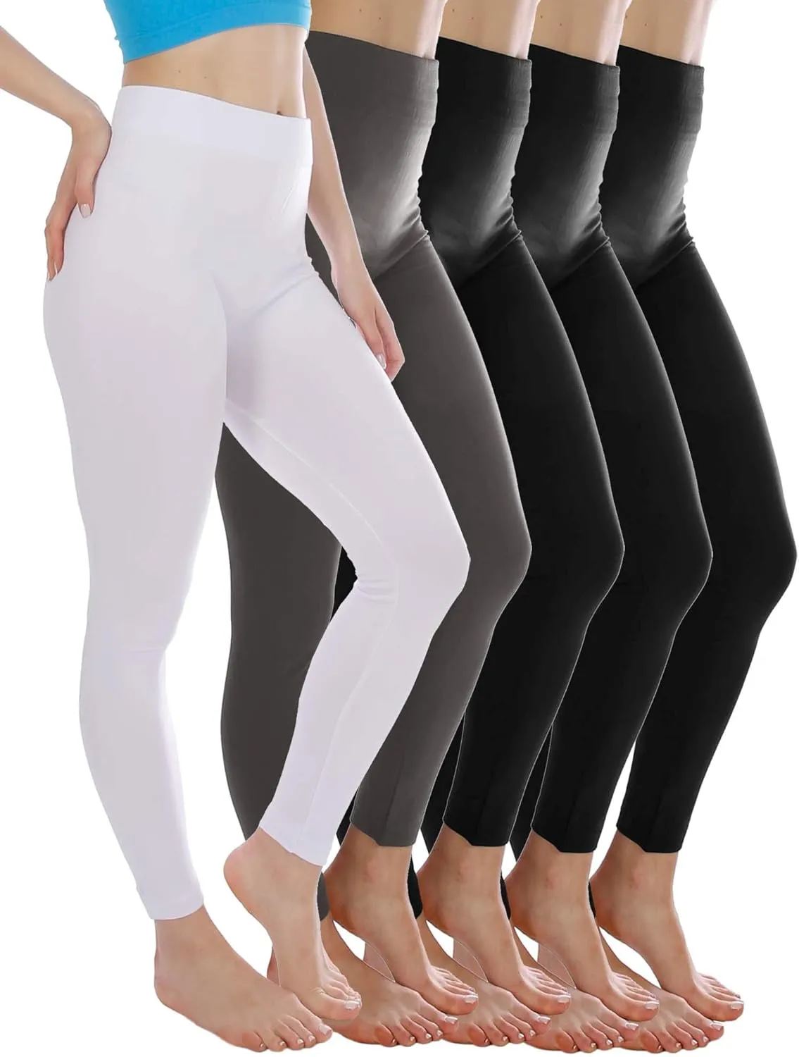 Kuda Moda 5-Pack Fleece Lined Leggings for Women Winter Warm Thermal Full Length Leggings