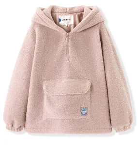 LEDDIN DESIGN OVERHEAD POLAR HOODIE IN PINK