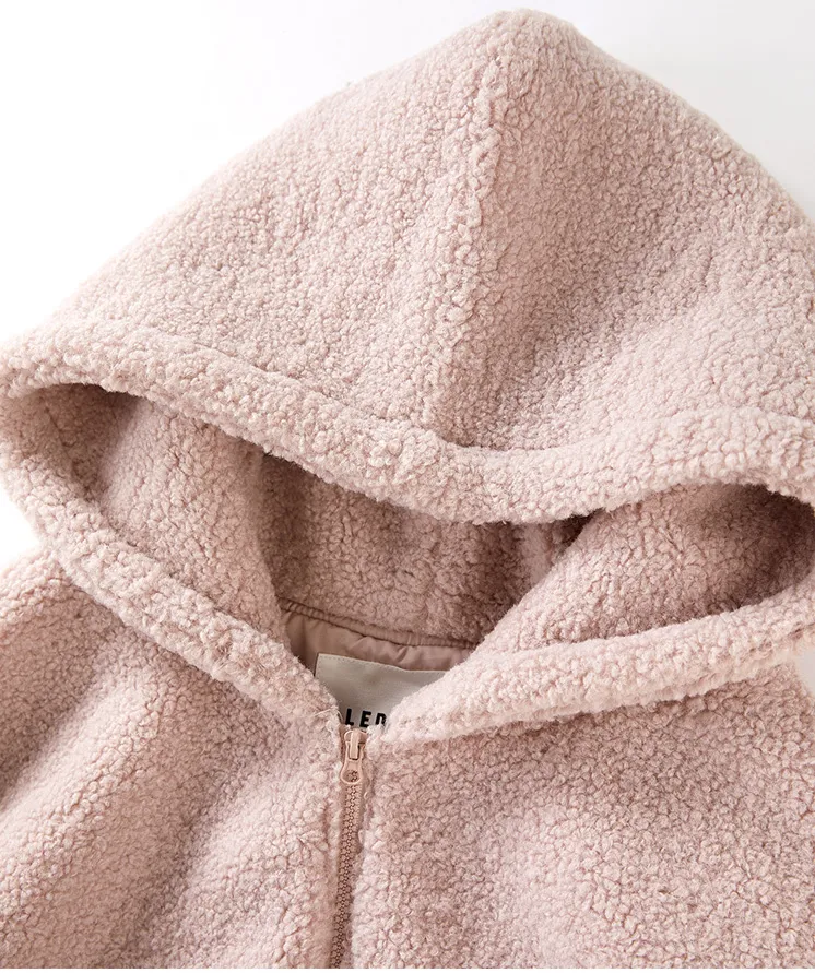 LEDDIN DESIGN OVERHEAD POLAR HOODIE IN PINK