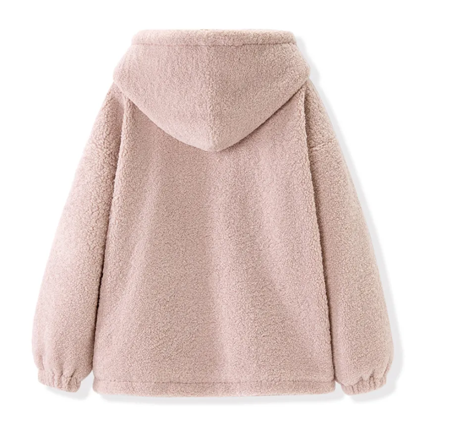LEDDIN DESIGN OVERHEAD POLAR HOODIE IN PINK