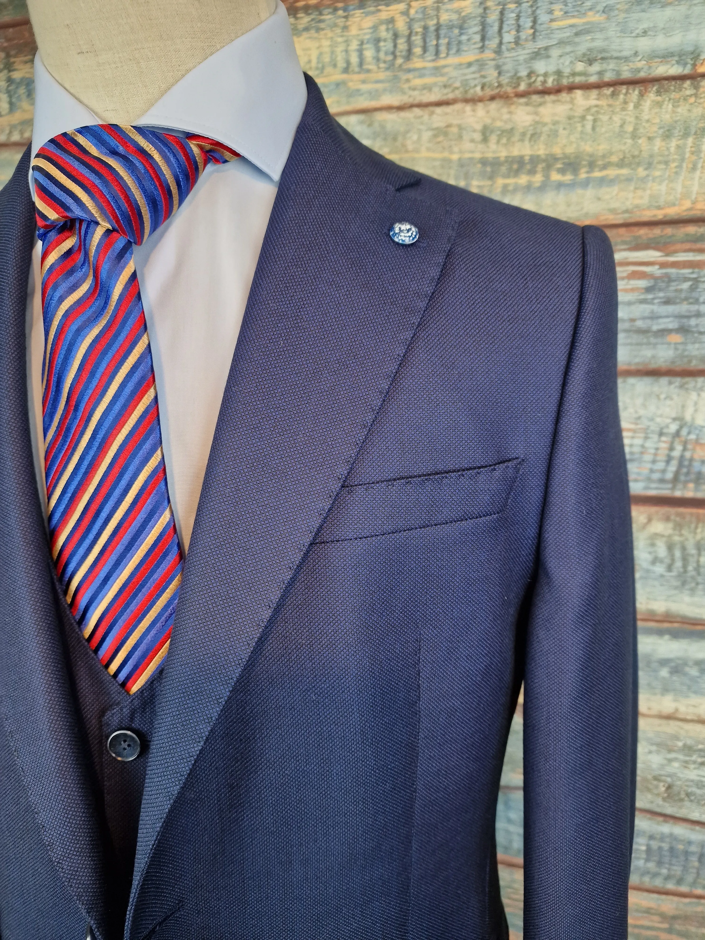 Lester Banks Navy Pure Wool Barberis 3pci Suit