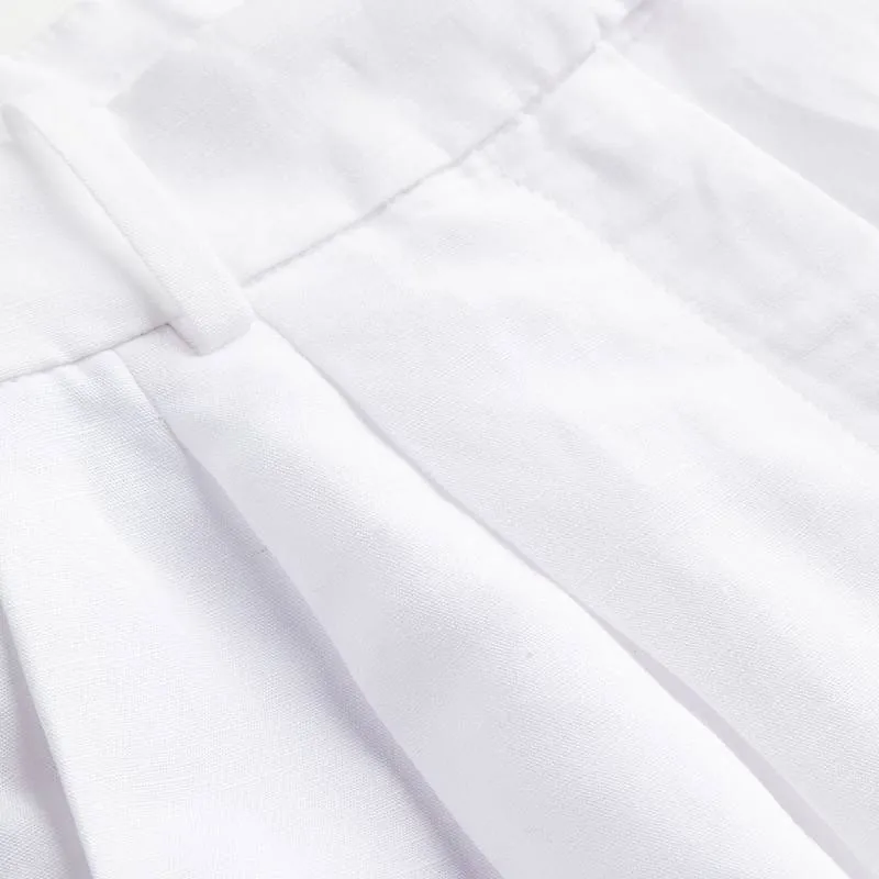Linen trousers H&M, white