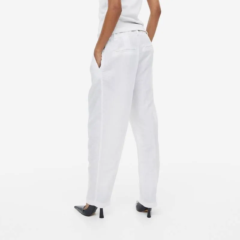 Linen trousers H&M, white