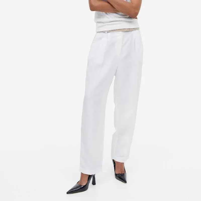 Linen trousers H&M, white