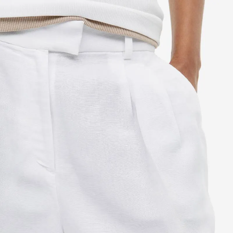 Linen trousers H&M, white