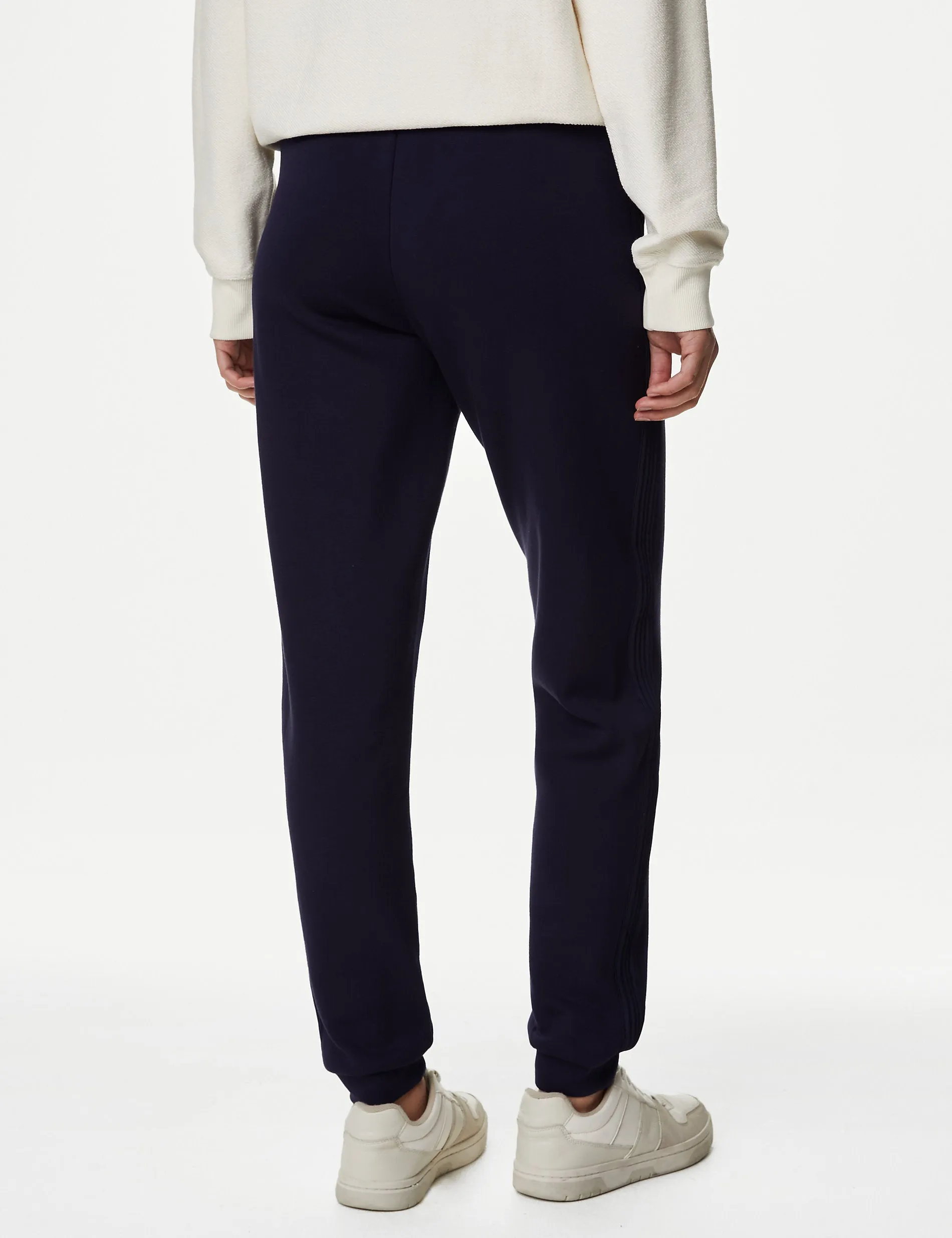 Marks & Spencer Tapered Joggers with Side Stripes, Navy