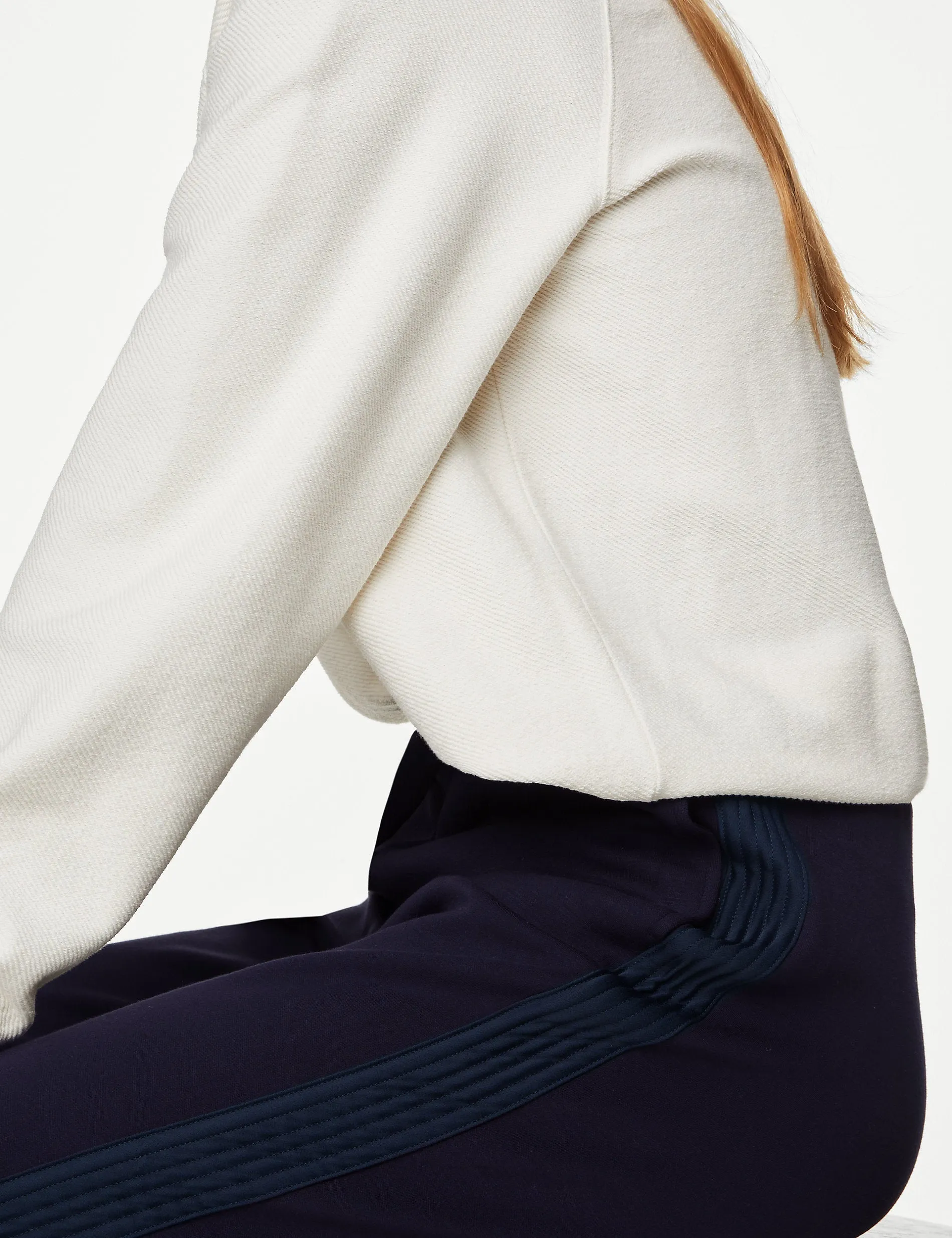 Marks & Spencer Tapered Joggers with Side Stripes, Navy