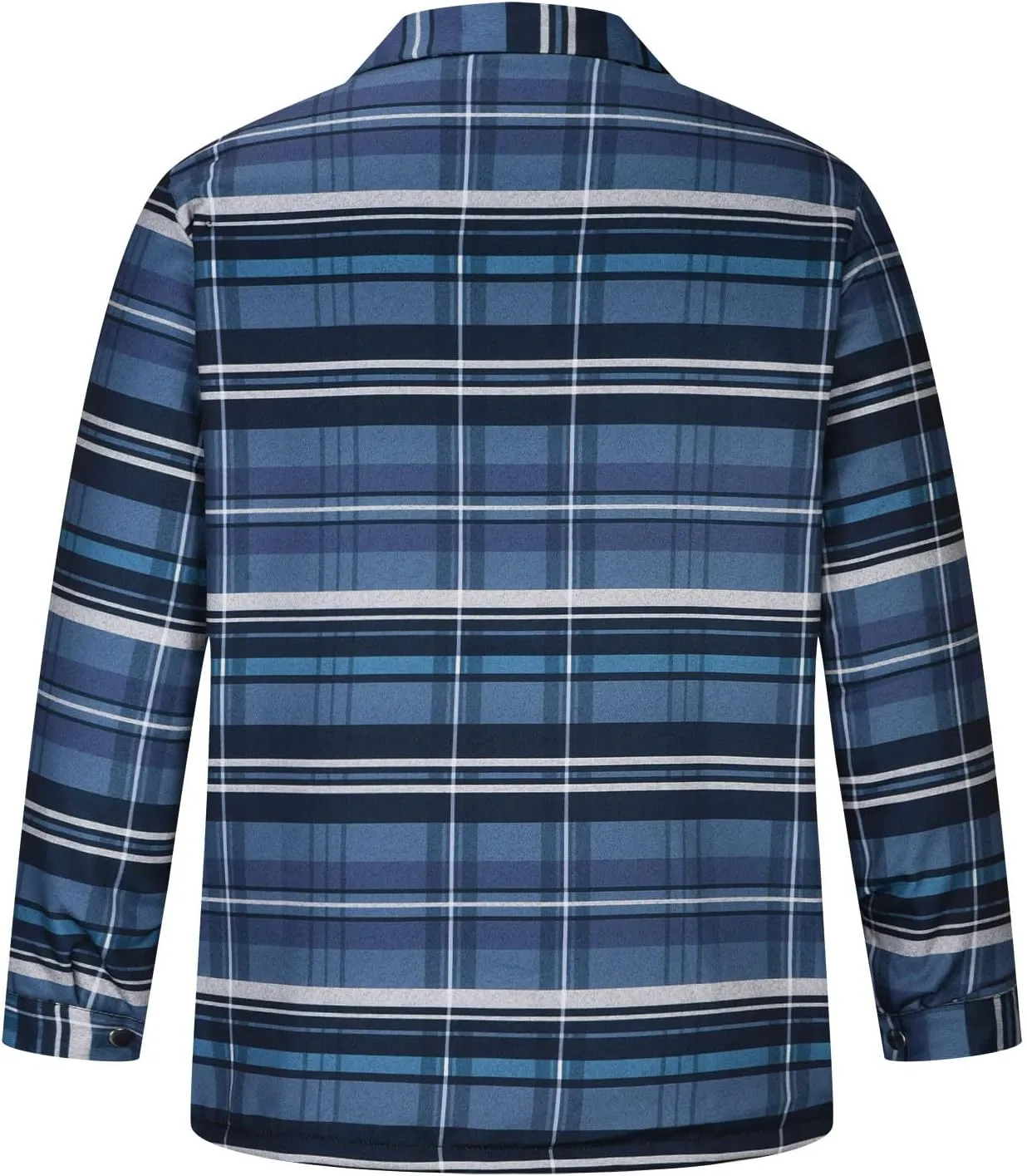 Mens Sherpa Fleece Quilted Lined Flannel Shirt Jacket Warm Button Down Plaid Shirts Winter Lapel Cardigans Coats