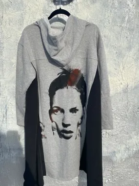 Moss Asymmetrical zippered hoody sweatshirt. Onesize