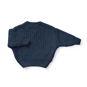 Organic Cotton Kids Chunky Knit Sweater - Winter Storm