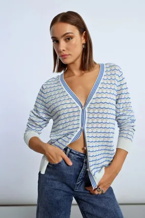 Oversized Striped Button-Up Sweater – Cozy Knit Cardigan for Effortless Layering