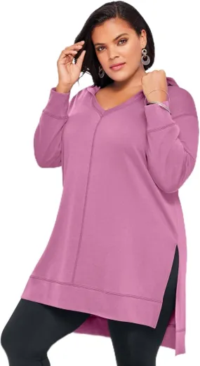 Roaman's Women's Plus Size French Terry Hoodie Tunic Sweatshirt
