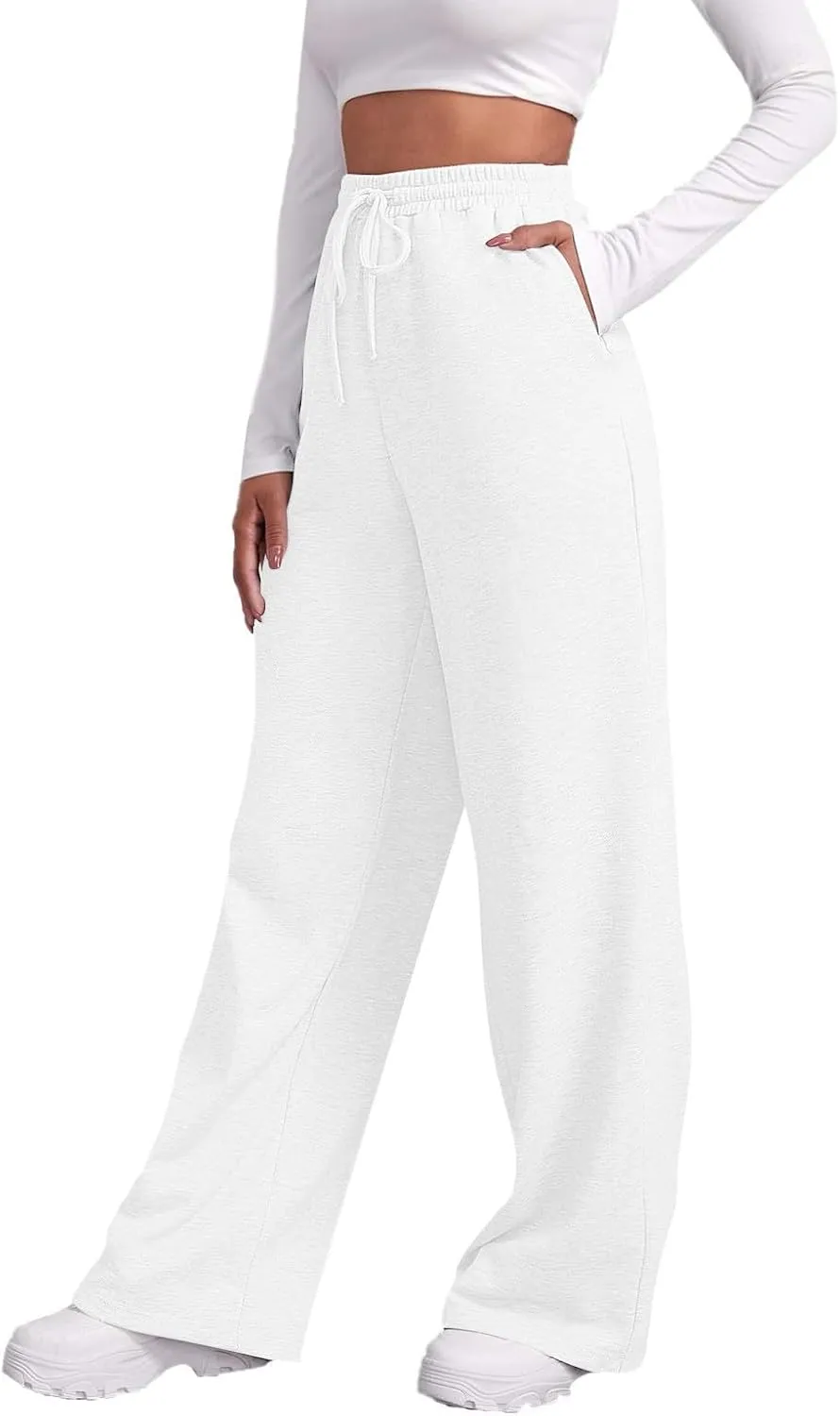 Sweat Pants for Womens Comfy Athletic High Waisted Joggers with Pockets Baggy Elastic Waist Jogging Pants Sweats