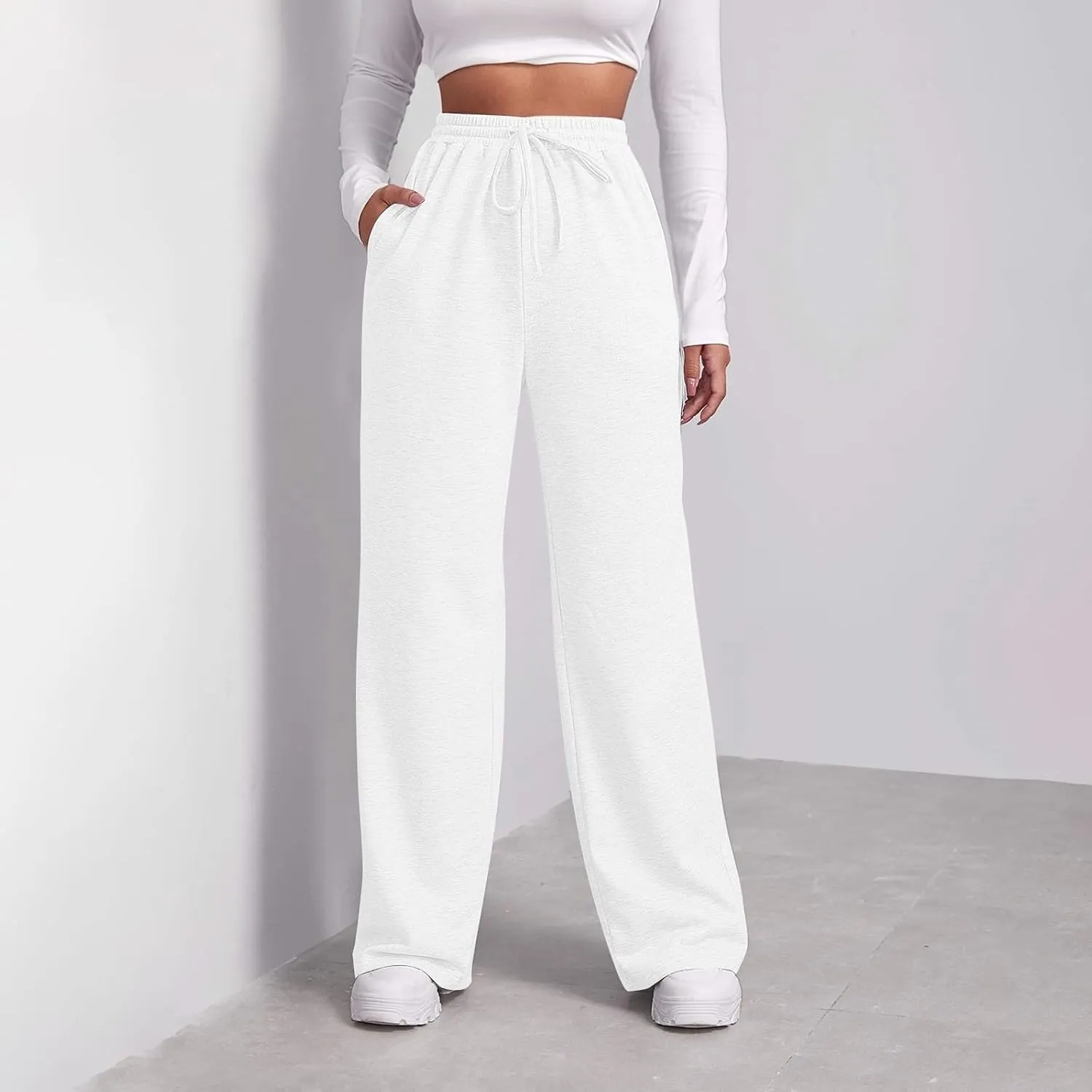 Sweat Pants for Womens Comfy Athletic High Waisted Joggers with Pockets Baggy Elastic Waist Jogging Pants Sweats