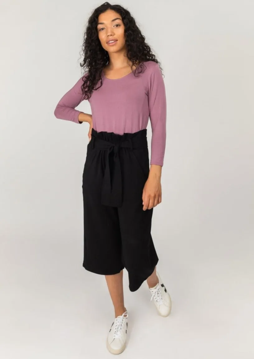 The Comfy Paperbag Culottes in Black - Final Sale