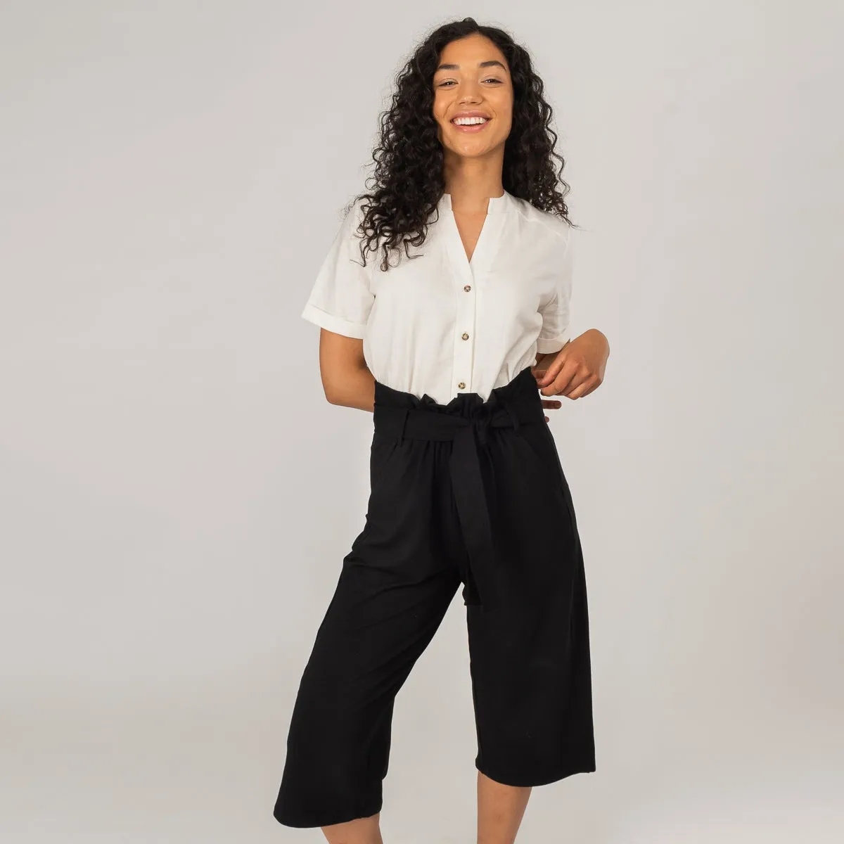 The Comfy Paperbag Culottes in Black - Final Sale