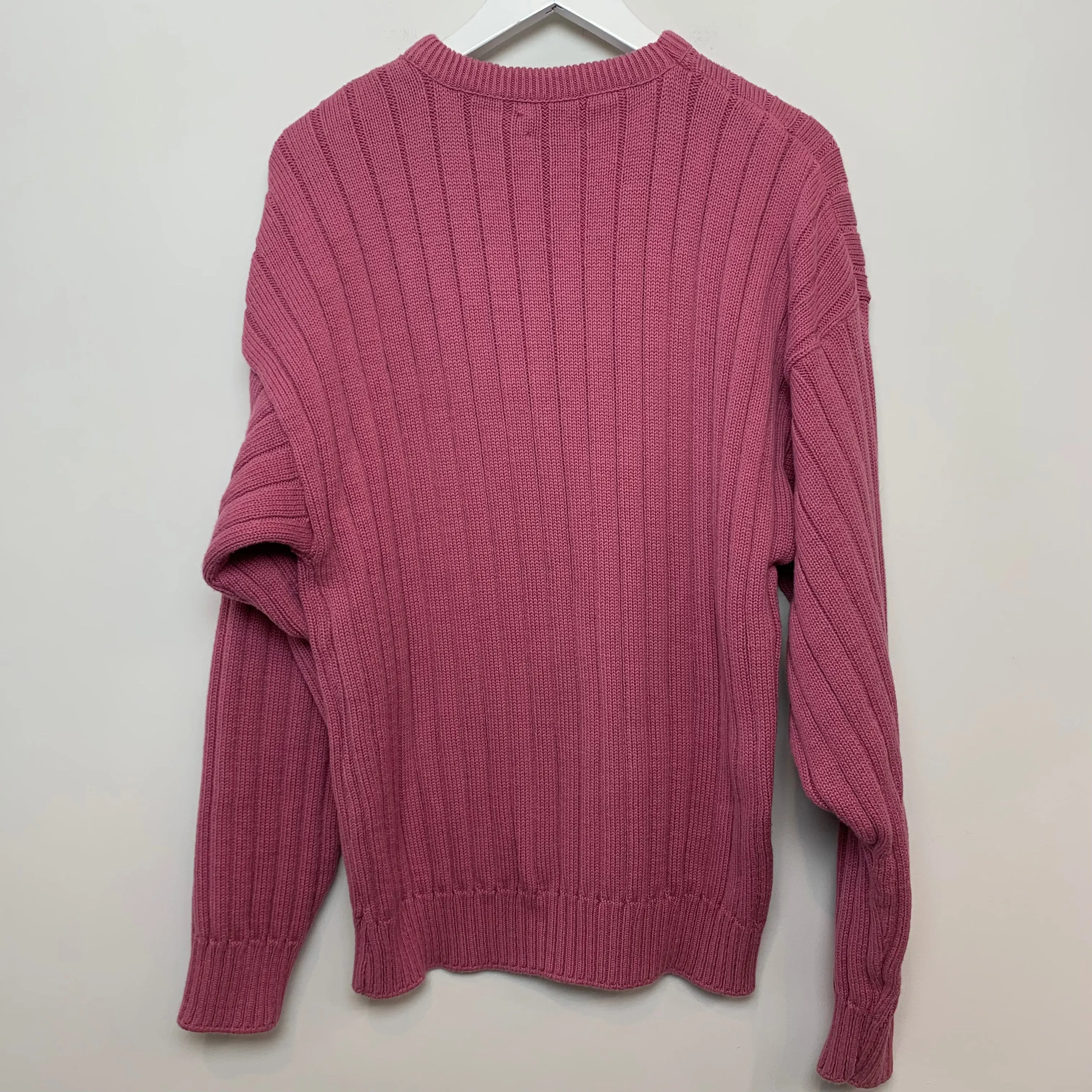 Vintage 90s Nowell's Chunky Knit Sweater Pink Large Made in the USA