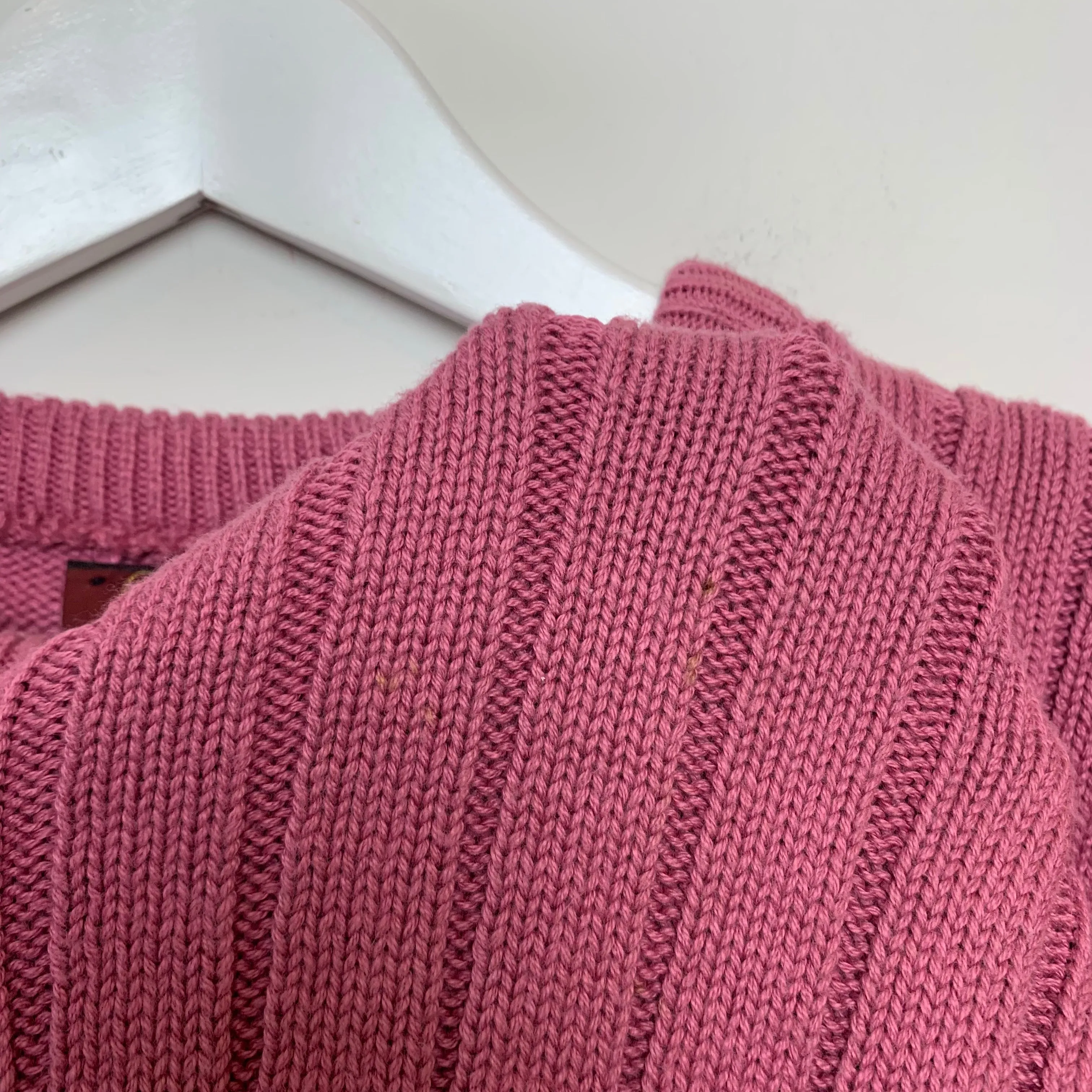 Vintage 90s Nowell's Chunky Knit Sweater Pink Large Made in the USA