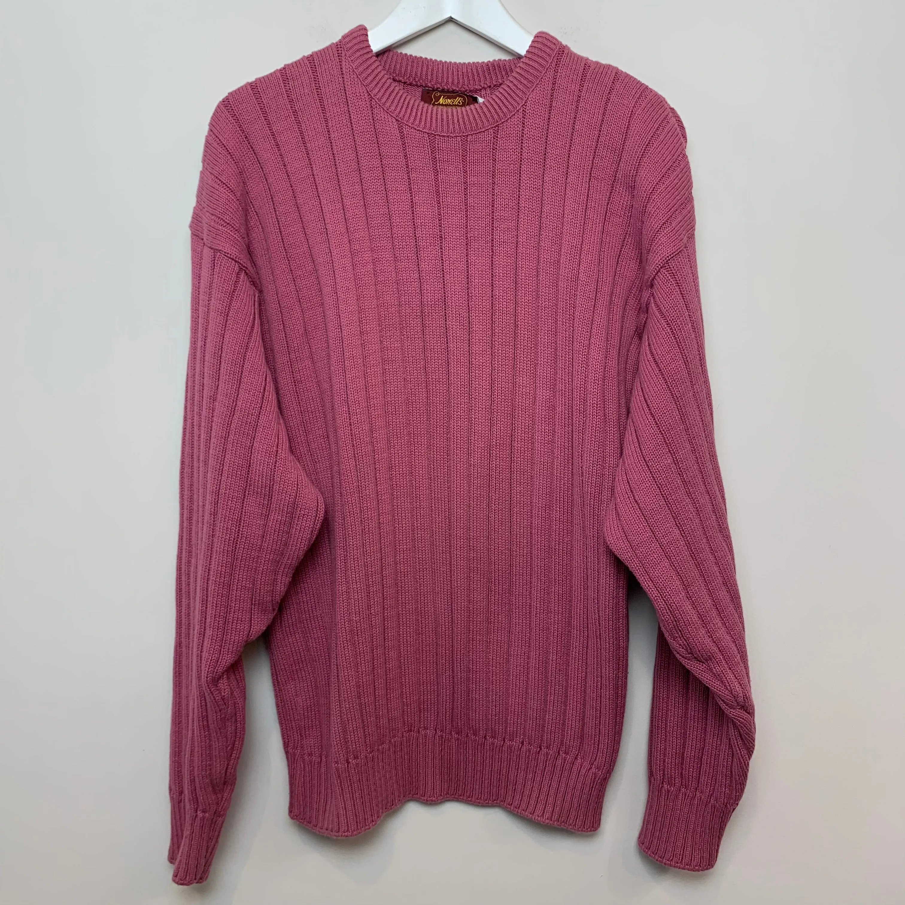 Vintage 90s Nowell's Chunky Knit Sweater Pink Large Made in the USA
