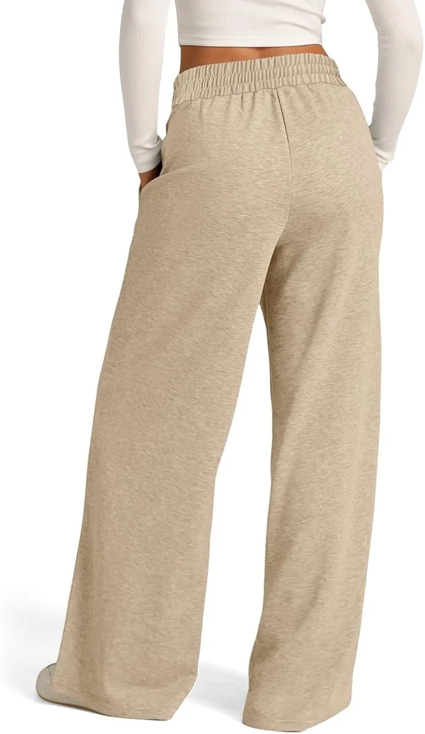 Wide Leg Sweatpants Women Elastic High Waisted Baggy Sweat Pants Oversized Comfy Drawstring Joggers with Pockets