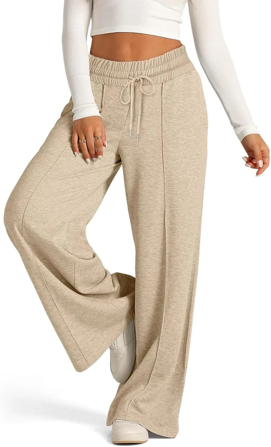 Wide Leg Sweatpants Women Elastic High Waisted Baggy Sweat Pants Oversized Comfy Drawstring Joggers with Pockets