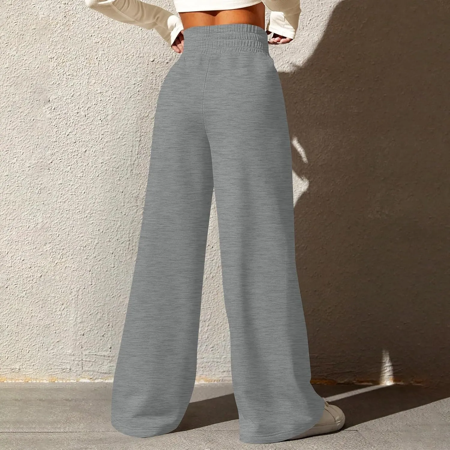 Wide Leg Sweatpants Women Loose Fit High Waisted Cotton Jogger Sweatpants Comfy Drawstring Workout Pants w/Pockets