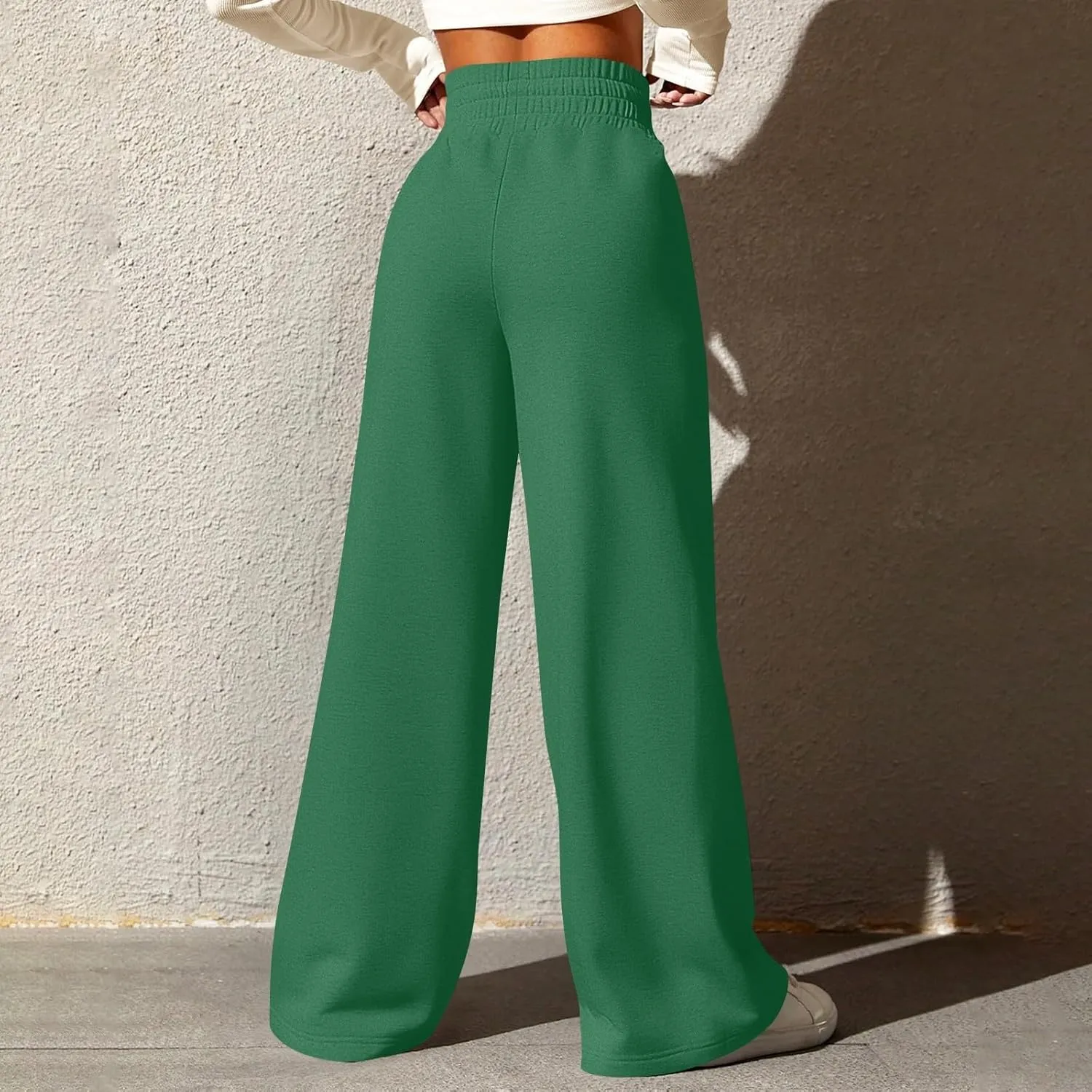 Wide Leg Sweatpants Women Loose Fit High Waisted Cotton Jogger Sweatpants Comfy Drawstring Workout Pants w/Pockets